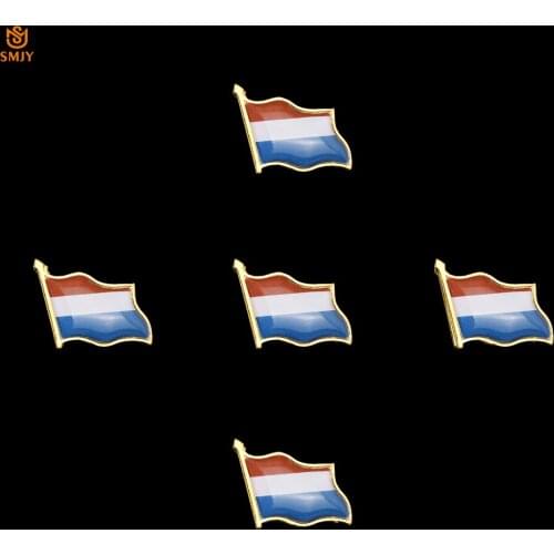 5PCS Netherlands Epoxy Enamel Craft Flag Brooch Tie Lapel Pin Metal Badge Souvenir for Party/Large Election
