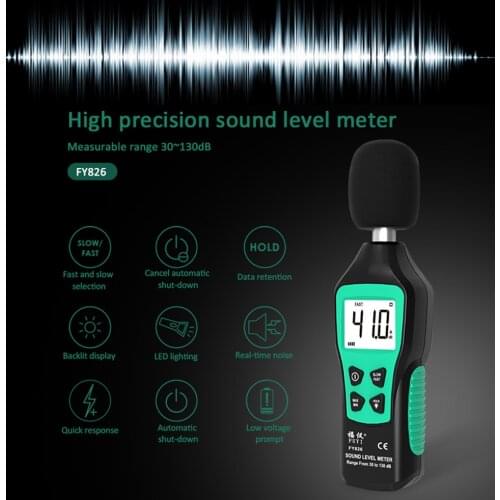 Decibel Monitoring Sound Level Meters 30-130dB Detector Audio Tester Building Construction Diagnostic-Tool Fast/Slow Two Modes