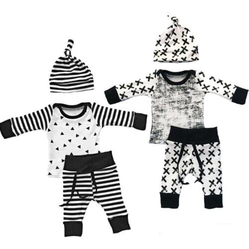 Baby Boys Clothing 3pcs Outfits Set Newborn Toddler Infant Kids Baby Boy Clothes T-shirt Tops Pants Hat