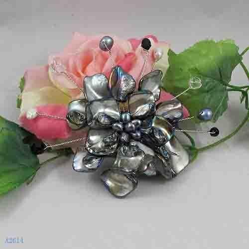 Unique Pearls jewellery Store,Handmade Natural Freshwate Pearl Real Shell Crystal Beads Brooch,Flower Brooches