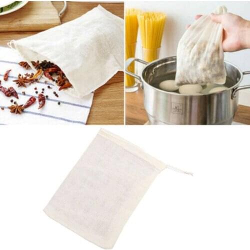 20x25cm Drawstring Cotton Soup Bag Reusable Medicine Tea Bag Straining Herbs Cheesecloth Bone Brew Bag Soup Gravy Broth Stew Bag