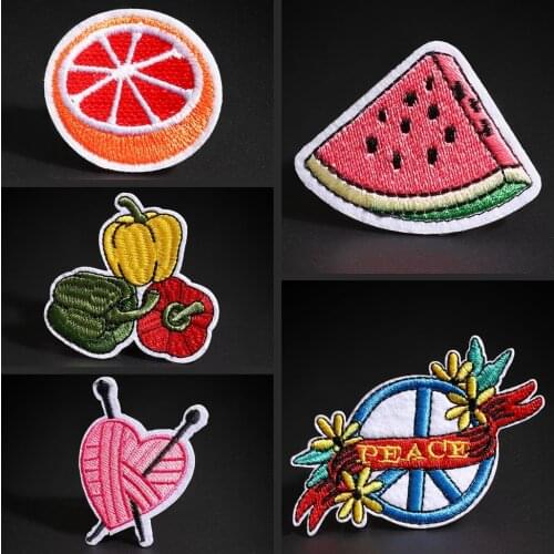 Lovely embroidery patches Watermelon grapefruit and Sweet pepper food badge children clothes ironing decorative Decal patch