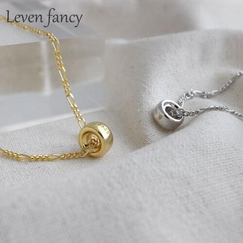 Minimalist 925 Sterling Silver Sphere Pendant Circle Necklace Graduation Gift Modern Necklace Jewelry S925 Figaro Chain Necklace