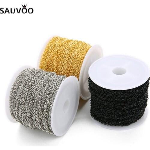 10 Yard/roll Gold Black Antique Bronze Rose Gold O Link Chian 2mm 3mm Bulk Necklace Bracelets Bulk Chain for DIY Jewelry Making