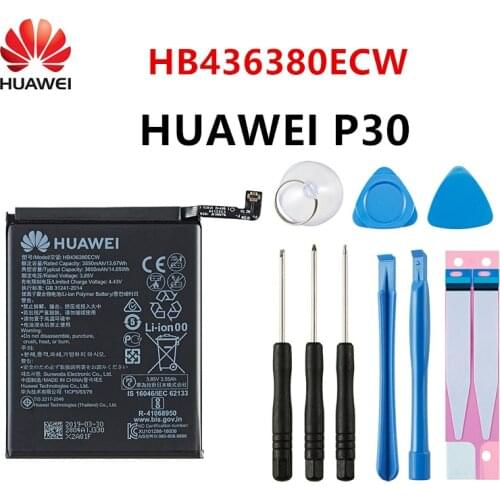 100% Orginal Huawei HB436380ECW 3650mAh Battery For HUAWEI P30 ELE-L09 ELE-L29 ELE-AL00 ELE-TL00 Mobile Phone Batteries+Tools