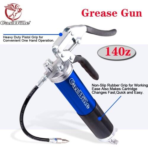 Carbole Grease Gun Blue 14OZ Heavy Duty Professional Pistol Grip Dual Flow Pressure 6000psi 4500 PSI With 18" Flex Hose