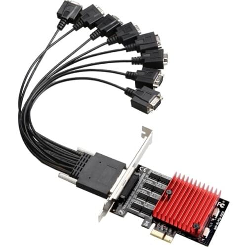 DIEWU 8 Port PCIE to DB9 RS232 Serial Port Expansion Card Serial Controller Card PCI-E Express Riser Card Converter Adapter