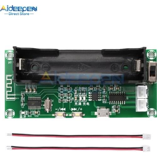 DC 5V Lithium Battery PAM8403 Bluetooth 5.0 Amplifier Board 3W+3W 2.0 Channel Audio AMP W/ 18650 Battery Holder For Speaker DIY