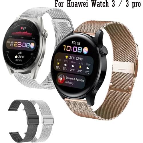 Stainless Steel 20mm 22mm Watchstrap For Huawei Watch 3 / 3 pro Watchband Milanese For Huawei Watch GT 2 pro Wristband Bracelet