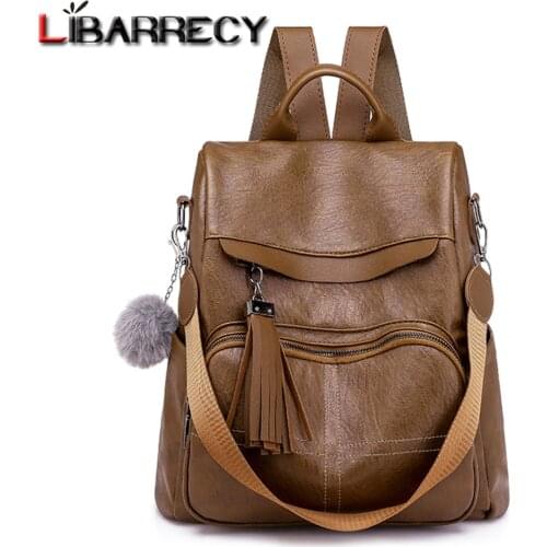 Luxury Designer Fashion Tassel Womens Backpack High Quality PU Leather Ladies Bag Anti-theft Design Women Student School Bags