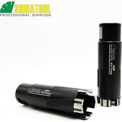 SHDIATOOL 2pcs Laser Welded Dia 32mm Diamond Dry Drilling Core Bits Side Protection m14 Thread Drilling hard granite marble