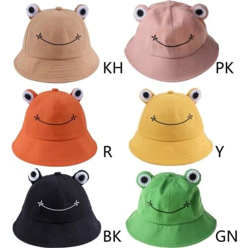 Foldable Cotton Cute Frog Bucket Hat Summer Sunscreen Fisherman Cap Outdoor Fishing Hunting Sunhat