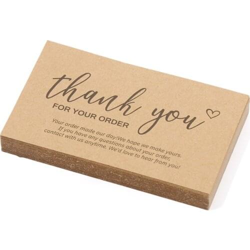 30Pcs light yellow Kraft Paper Cards Online Retail Cardstock Package "Thank You For Your Order" Postcards Package Greeting Label