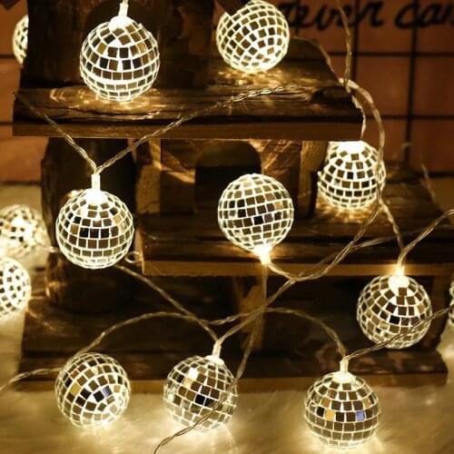 Battery powered Mirror ball light string ballroom decorative lights festive decoration for Christmas tree,Holiday,Birthday