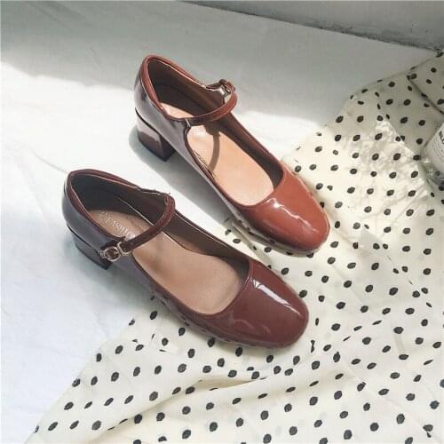 Retro Red-brown Sexy High Heels Women Luxury Designer Square Toe Platform Pumps Classics Party Wedding Dress Mary Jane Shoes New
