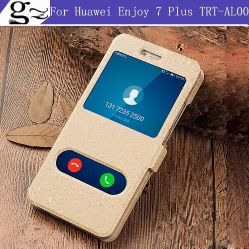 Top Quality Natural Window Magnet Flip Stand Cover Case For Huawei Enjoy 7 Plus TRT-AL00 Luxury Phone Cover For Enjoy 7Plus