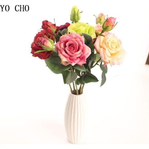 YO CHO Rose Peony Anniversary Gift Artificial Flower Pink Wedding Flower Home Decoration Birthday Party Decor Real Touch Flower