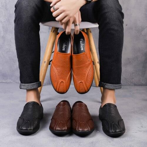 Zapatos Large size 37-47 men shoes Genuine Leather casual mens loafers New Men Casual Shoes Breathable Wear Resistant Shoes