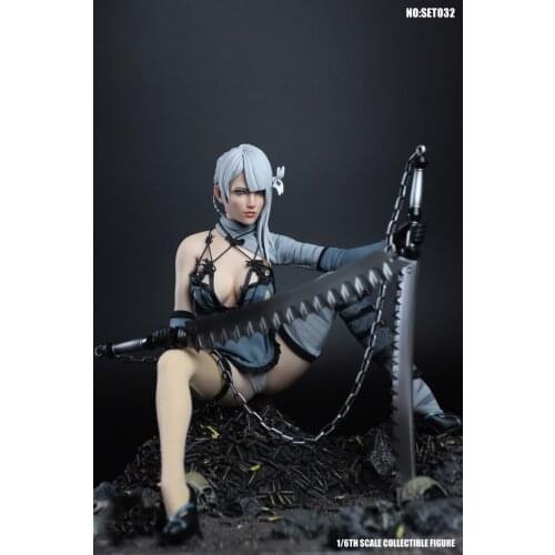 1/6 Cosplay Sexy Female Figure Underwear Female Warrior Clothes Suit & Double Heads & Weapon Model for 12'' Action Figure Body