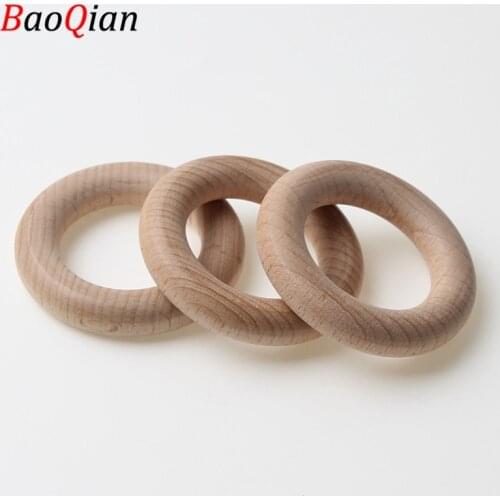 40mm/55mm 5Pcs Natural Beech Wooden Rings Beads Wooden Baby Teethers Accessories For Baby Necklace Jewelry Making