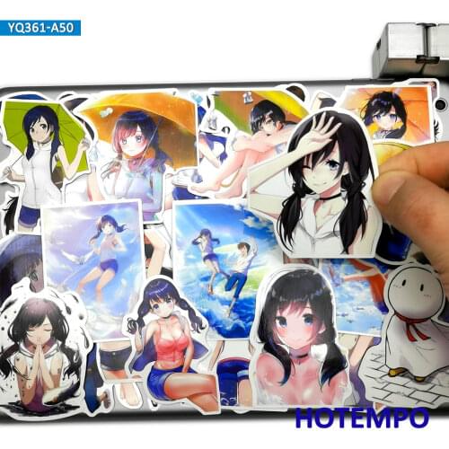 50pcs Tenki no Ko Anime Movie Weathering With You Stickers Toy for Child Mobile Phone Laptop Suitcase Skateboard Cartoon Sticker