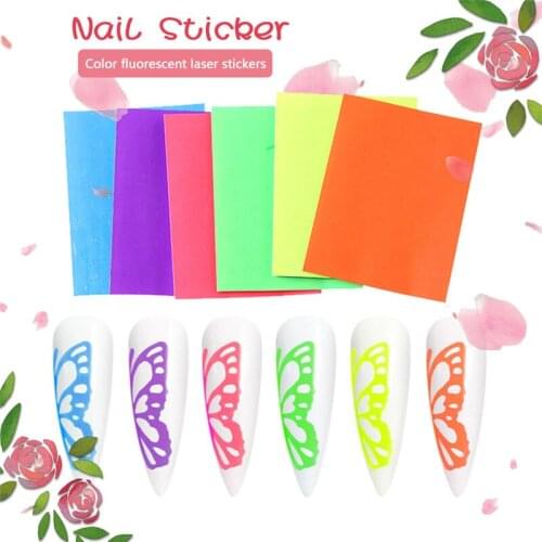 6Pcs Holographic Butterfly Pattern Sticker Holographic Strip Tape Thin Laser Silver Stripe Nail Art Manicure Stickers