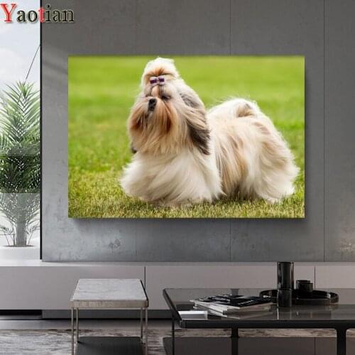 5d DIY Diamond Painting Shih Tzu animal Cross Stitch Rhinestone Mosaic Decorative Painting Diamond Embroidery Crystal Art