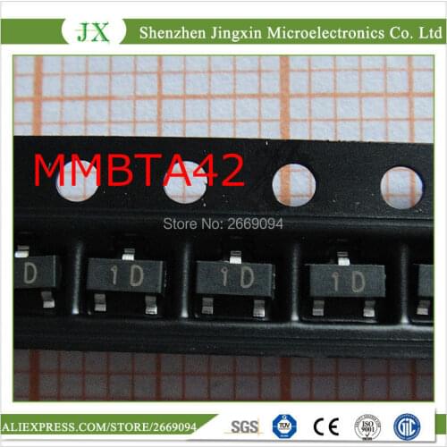 Free shipping 100pcs MMBTA42 SOT-23 1D MMBTA42LT1G High Voltage Transistors