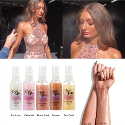 Bronzer Highlighter Liquid Setting Spray Face Body Shimmer Long-lasting Brighten Glow Gold Highlight Make up Setting Spray