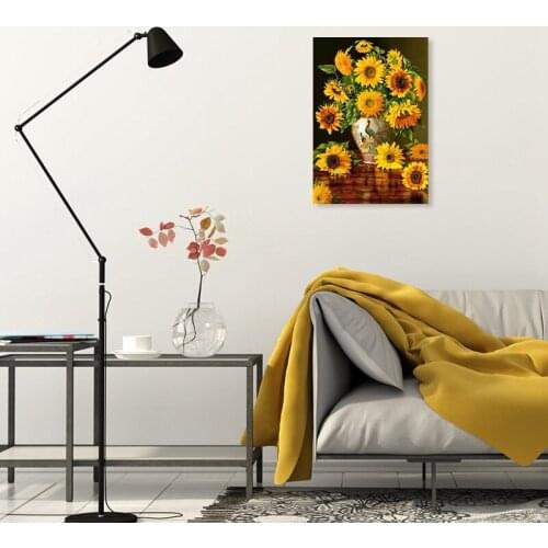 DIY Diamond Painting Sunflower Vase Cross Stitch Kit Full Drill Embroidery Art Picture with Rhinestones Decor Gift
