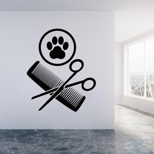 Pet Grooming Salon Wall Decal Dog Pawl Decoration Pet Shop Window Decal Vinyl Sticker Pet Care Wall Room Decor Waterproof D615