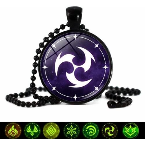 Genshin Impact Luminous Necklace Game Eye of God Water Wind Thunder Fire Rock Ice Element Glass Pendant Glow In The Dark Jewelry