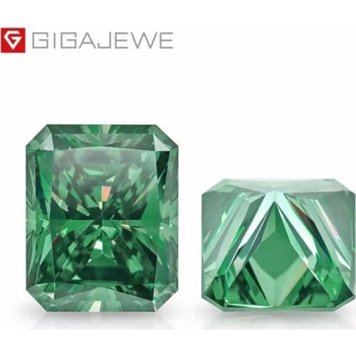 GIGAJEWE 9X9mm 3.5ct Dark green best excellent cut moissanite