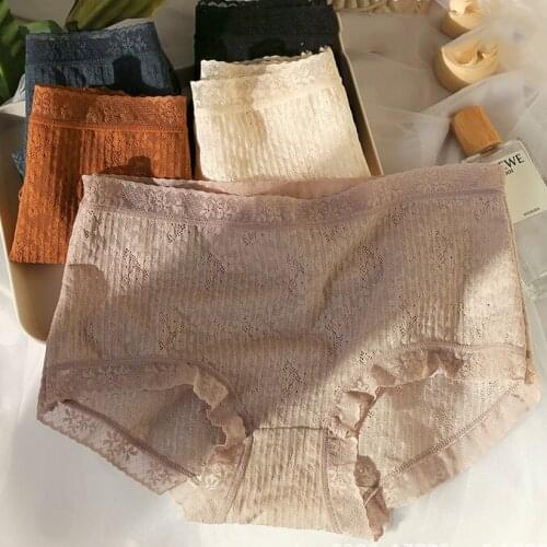 Heeatal 2021 Sexy Lace Panties Women Sexy Underwear Women Cute Mid-waist Ultra-thin Breathable Briefs Sexy Lingerie for Women