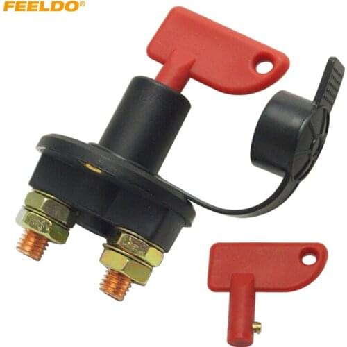 FEELDO Auto Truck Boat Battery Isolator Disconnect Cut Off Power Kill Switch with Removable 2-Key DC12V/24V #HQ5703