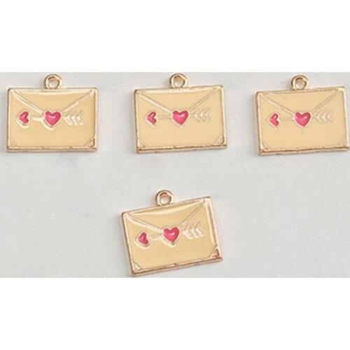 MRHUANG 10pcs/lot 14*15mm Heart Envelope Enamel Charms fit necklaces bracelet DIY Fashion Jewelry Accessories
