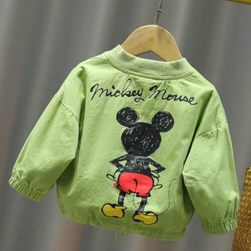 2020 Autumn New Childrens Back Cartoon Print Jacket Boys and Girls Baby Baby Foreign 1-3 Years Old Zipper Cardigan Jacket