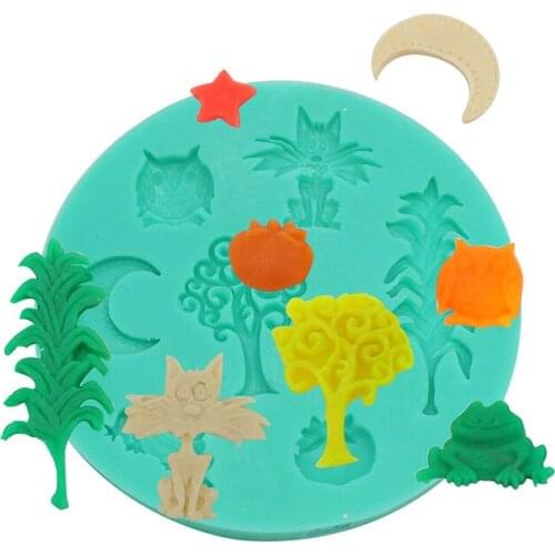 Summer Night Star Moon Tree Frog Silicone Mould DIY Fondant Cake Decorating Tools Chocolate Mold Sugarcraft Soap Mold MX267