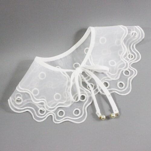 Linbaiway Women Double Layer Fake Collars Ladies Detachable Shirt Collar for Half Shirt Tops White Flase Collars Shwal Female