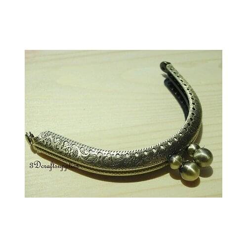 Metal frame double bobble sewing bag purse frame metal 8.5 cm anti bronze A42