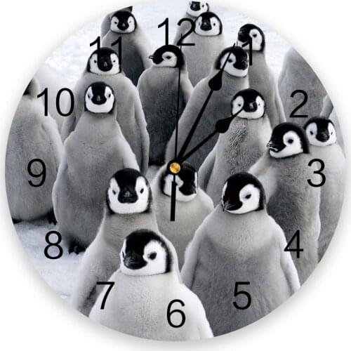 Cute Animal Penguin 3D Wall Clock Modern Design Brief Living Room Decoration Kitchen Clock Art Wall Watch Home Decor