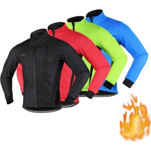 ARSUXEO Mens Winter Thermal Cycling Jacket Warm Fleece Bicycle Sportwear Clothing Windproof Waterproof Riding Coat Bike Jersey