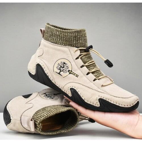 Men Suede Leather Casual Shoes Loafers Outdoor Comfy Walking Sneakers Men Waterproof Lightweight Winter Snow Boots Leisure Shoes