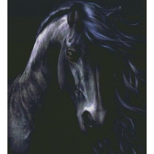 ONEROOM Embroidery Counted Cross Stitch Kits Needlework - Crafts 14 ct DMC Color DIY Arts Handmade Decor - black horse