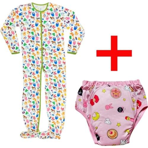 Printed With Pacifier DDLG Adult Training Pants Snap Crotch Romper Long Jumpsuit Sleepwear Bodysuit For Adult Baby Boys, Girls