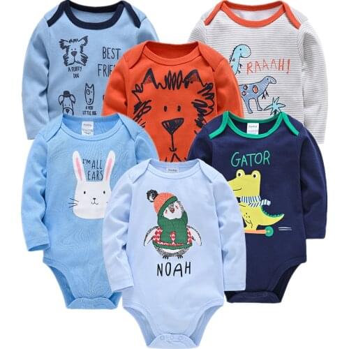 Autumn Winter Baby Boys Bodysuit 6PCS Newborn Girls Jumpsuit Long Sleeve 100%Cotton 0-12 Months Baby Clothes Unisex Roupas Bebe