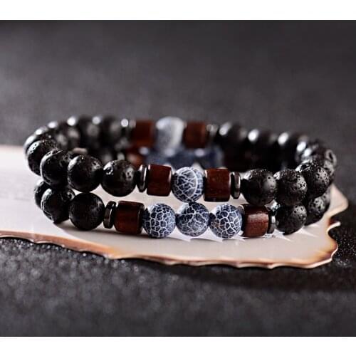 Couples Natural Stone Beaded Distance Bracelet Set Charm Wood Yoga Bracelet Homme For Men Women Friend Gift