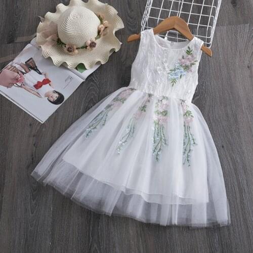 Toddler Girl Dress Baby Girl Party Lace Tulle Mesh Floral Tutu Infant Bridesmaid Chirstening Sleeveless Princess Outfit 18M-5T