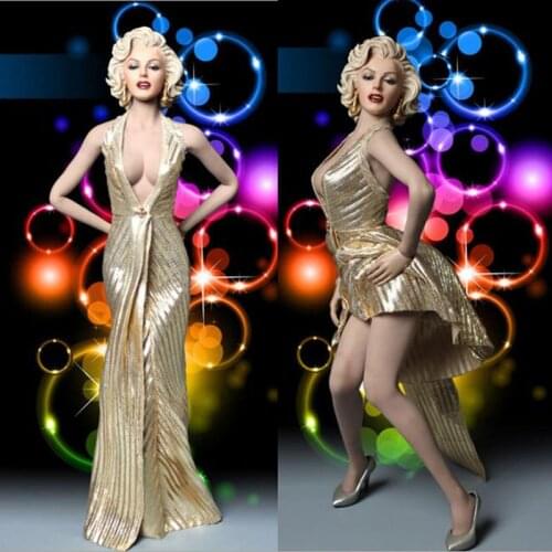 1/6 Scale Sexy pose Lady Female Goddess Marilyn Monroe Head Dress Suit & Shoes F12"Largest Girl Breast Collectible Action Figure