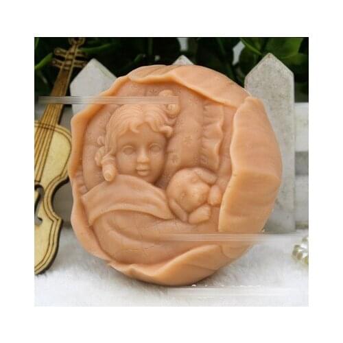 PRZY Girl Sleeping with Dog Soap Mold Silicone Angel Soap Molds Candle Mould DIY Handmade Soaps Making Craft Candle Resin 001